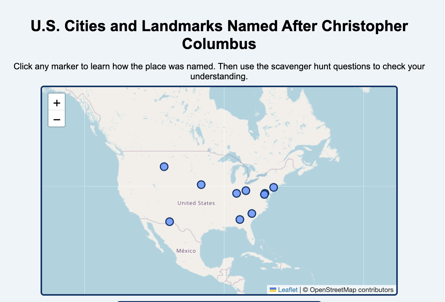 The Legacy of Christopher Columbus Interactive Map and Scavenger Hunt